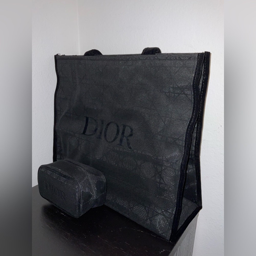 NIP 2pcs Dior GWP Black Monogram Shopping Tote with Pouch - Picture 4 of 6